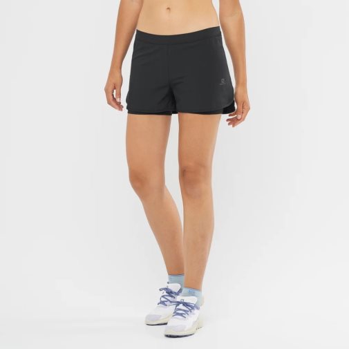 Black Salomon Cross 2in1 Women's Running Shorts | IE WV1079